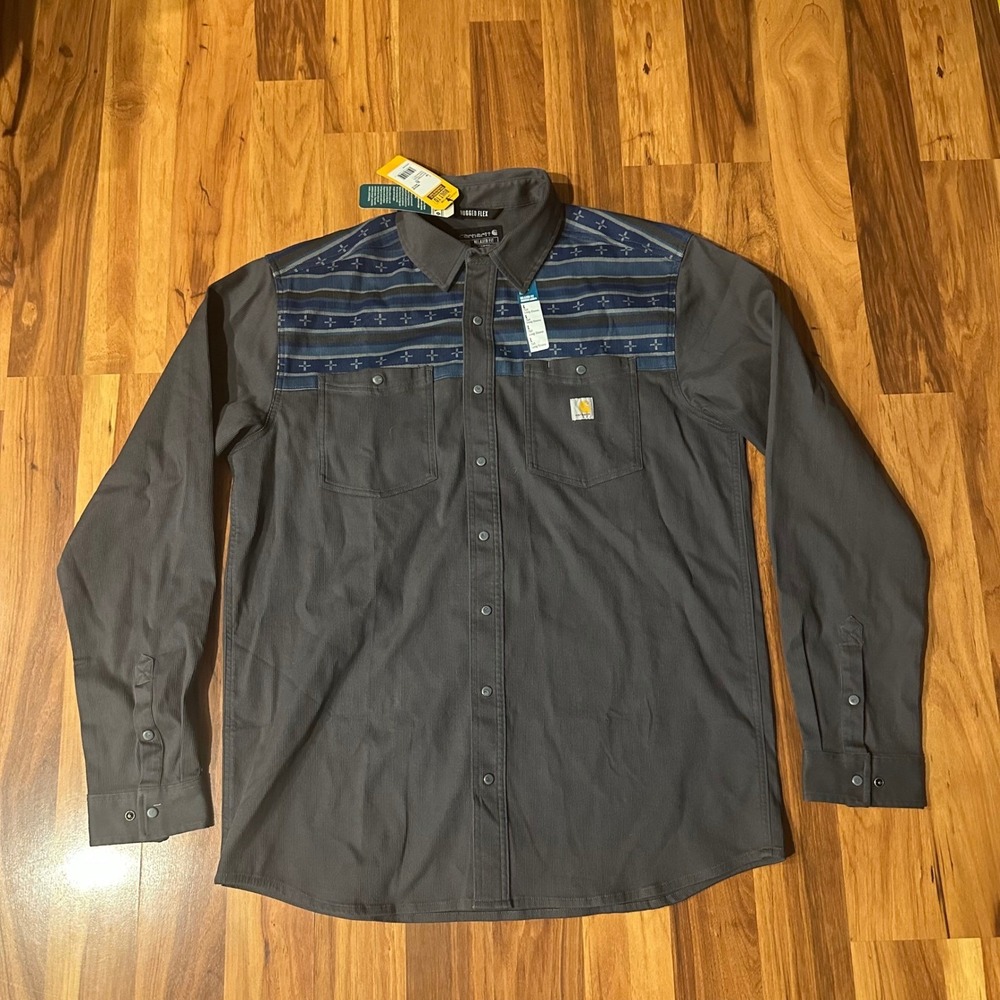 Carhartt Montana Rugged Flex Corduroy Shirt Mens L Tall Bethany Yellowtail NWT